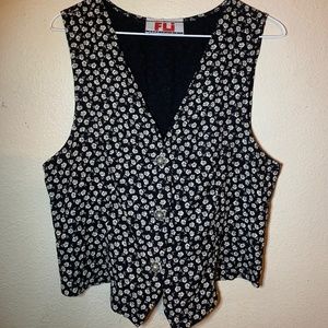 Black and White Floral Vest